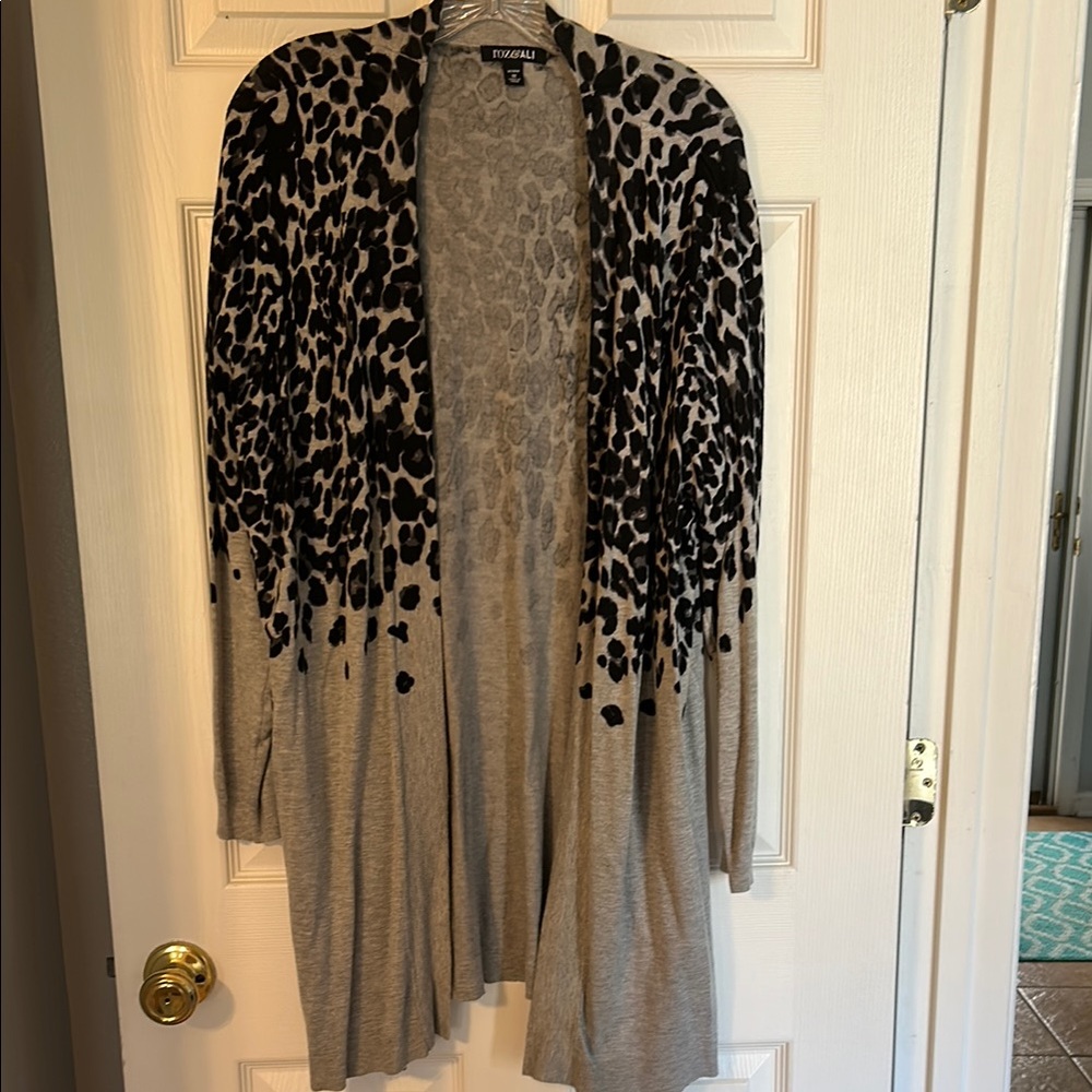 Charter Club Gray and Black Leopard Print Women's Sweater